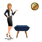 Puff Banqueta Decorativo Pé Palito Opala Suede Azul Marinho D