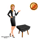 Puff Banqueta Decorativo Pé Palito Opala Veludo Preto D03 - D