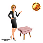 Puff Banqueta Decorativo Pé Palito Opala Veludo Rosê D03 - D'