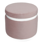 Puff Banqueta Decorativo Round Branco Veludo Rosa