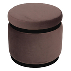 Puff Banqueta Decorativo Round Preto Veludo Marrom