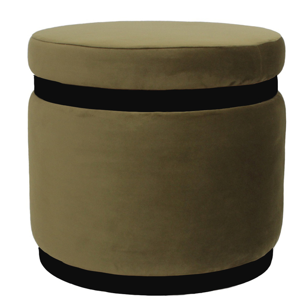 Puff Banqueta Decorativo Round Preto Veludo Verde