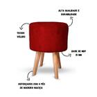 Puff Banqueta Decorativo Sala Redondo Pés Palito Vermelho