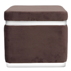 Puff Banqueta Decorativo Square Branco Veludo Marrom