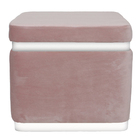 Puff Banqueta Decorativo Square Branco Veludo Rosa