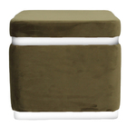 Puff Banqueta Decorativo Square Branco Veludo Verde