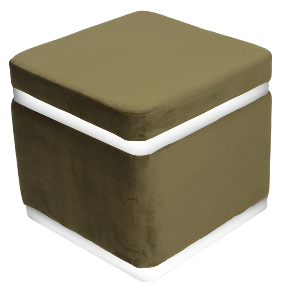 Puff Banqueta Decorativo Square Branco Veludo Verde