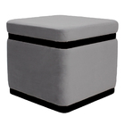 Puff Banqueta Decorativo Square Preto Veludo Cinza