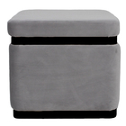 Puff Banqueta Decorativo Square Preto Veludo Cinza