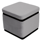 Puff Banqueta Decorativo Square Preto Veludo Cinza