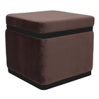Puff Banqueta Decorativo Square Preto Veludo Marrom