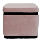 Puff Banqueta Decorativo Square Preto Veludo Rosa