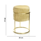 Puff Banqueta Decorativo Sueli Redondo Veludo Bege  Base Metá