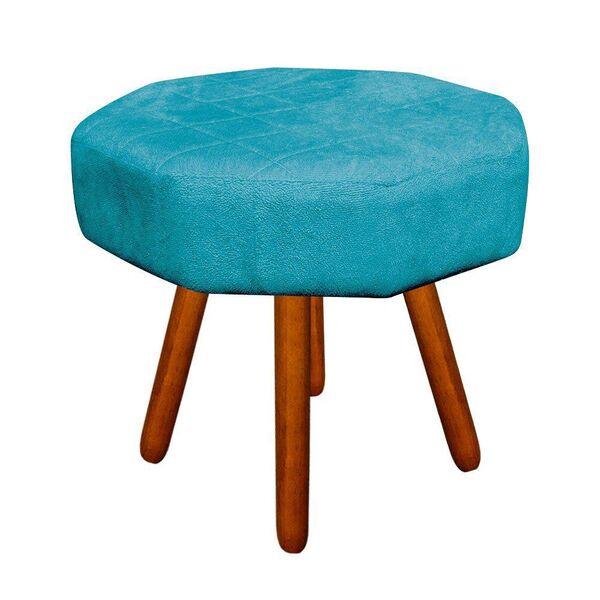 Puff Banqueta Decorativo Veronês Suede Azul Turquesa - D'rossi