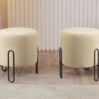 Puff Banqueta Design Moderno Mali Luxo Bege Claro