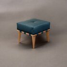 Puff Banqueta Em Madeira Maciça Noé Luxo Azul