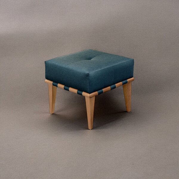 Puff Banqueta Em Madeira Maciça Noé Luxo Azul