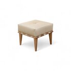 Puff Banqueta Em Madeira Maciça Noé Luxo Bege Claro