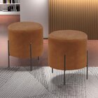 Puff Banqueta Estofado 48x40cm Luxo Odim Caramelo