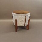 Puff Banqueta Fênix Baú Mesa Design Moderno Bege Claro