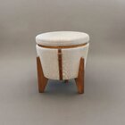 Puff Banqueta Fênix Baú Mesa Design Moderno Bege Claro