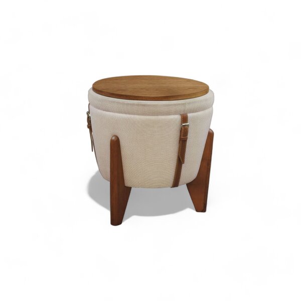 Puff Banqueta Fênix Baú Mesa Design Moderno Bege Claro