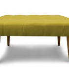 Puff Banqueta Helena Pés Palito Suede Amarelo