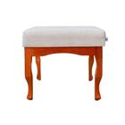 Puff Banqueta Imperial Linho Bege E Pés Em Madeira