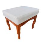 Puff Banqueta Imperial Linho Bege E Pés Em Madeira