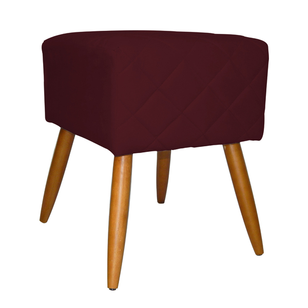 Puff Banqueta Isabela Em Tressê Pés Palito Suede Bordô - Ds E