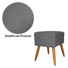 Puff Banqueta Isabela Em Tressê Pés Palito Suede Cinza - Ds E