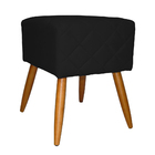 Puff Banqueta Isabela Em Tressê Pés Palito Suede Preto - Ds E