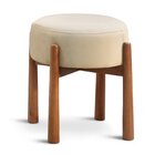 Puff Banqueta Lotus Luxo Madeira Maciça Bege Claro