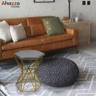 Puff Banqueta Louis Industrial Hexágono Ferro Dourado Suede C