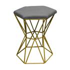Puff Banqueta Louis Industrial Hexágono Ferro Dourado Suede C