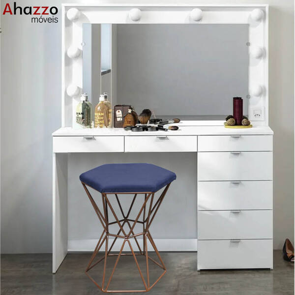 Puff Banqueta Louis Industrial Para Penteadeira Sala Hexágono