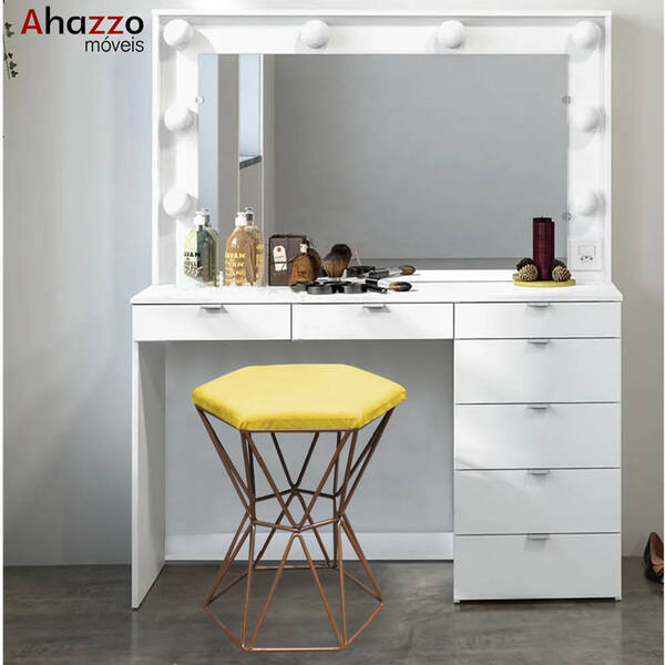 Puff Banqueta Louis Industrial Para Penteadeira Sala Hexágono