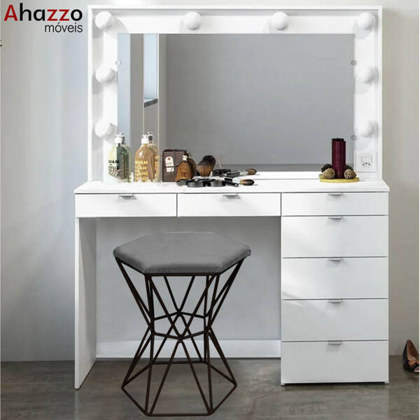 Puff Banqueta Louis Industrial Para Penteadeira Sala Hexágono