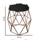 Puff Banqueta Luna Aramado Hexágono Bronze Pelúcia Preto