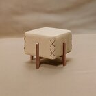 Puff Banqueta Madeira Maciça Eros Luxo Bege