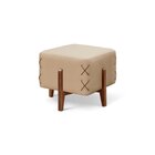 Puff Banqueta Madeira Maciça Eros Luxo Bege Claro