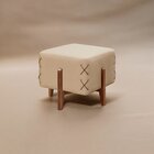 Puff Banqueta Madeira Maciça Eros Luxo Bege Claro