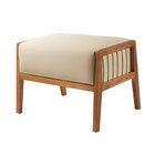 Puff Banqueta Madeira Maciça Gael Luxo Bege Claro