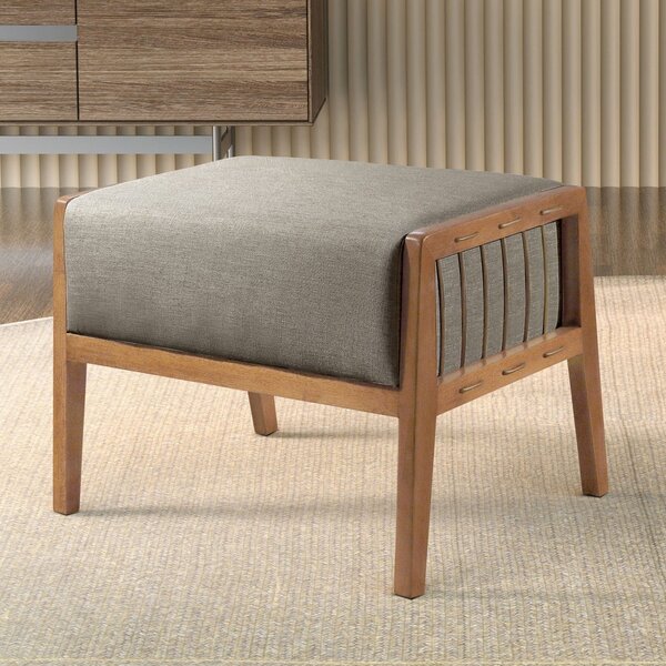 Puff Banqueta Madeira Maciça Gael Luxo Cinza