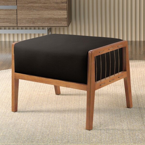 Puff Banqueta Madeira Maciça Gael Luxo Preto