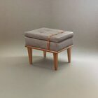 Puff Banqueta Madeira Maciça Londres Luxo Cappuccino