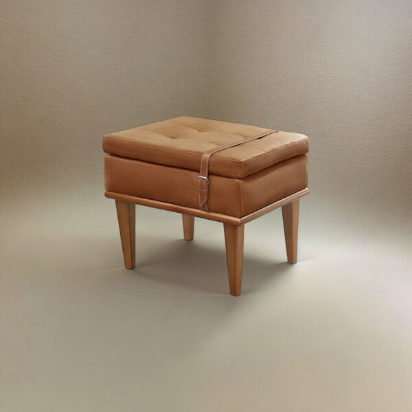 Puff Banqueta Madeira Maciça Londres Luxo Caramelo
