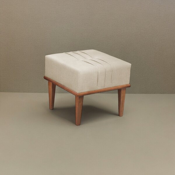 Puff Banqueta Madeira Maciça Maya Luxo Bege Claro