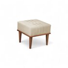 Puff Banqueta Madeira Maciça Maya Luxo Bege Claro