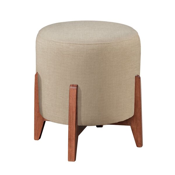 Puff Banqueta Madeira Maciça Thor Luxo Bege